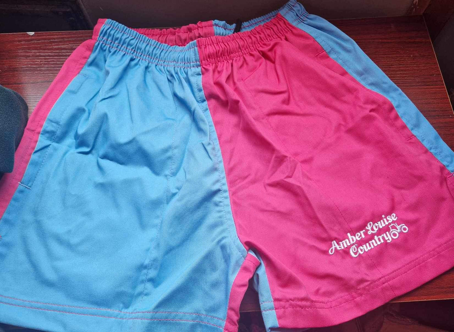 CLEARANCE ‘OPHELIA’ Pink & Blue Embroidered Shorts
