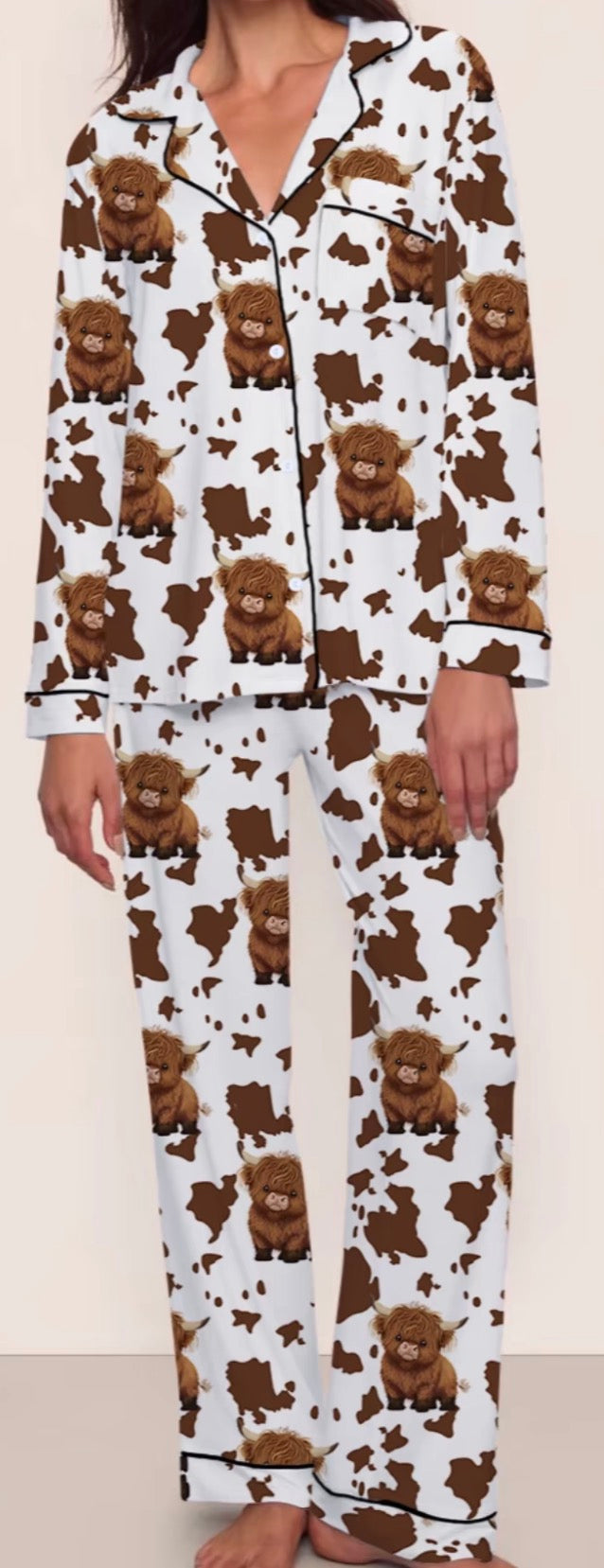 Highland Cow Long Sleeve PJS ~ Muddy Feet