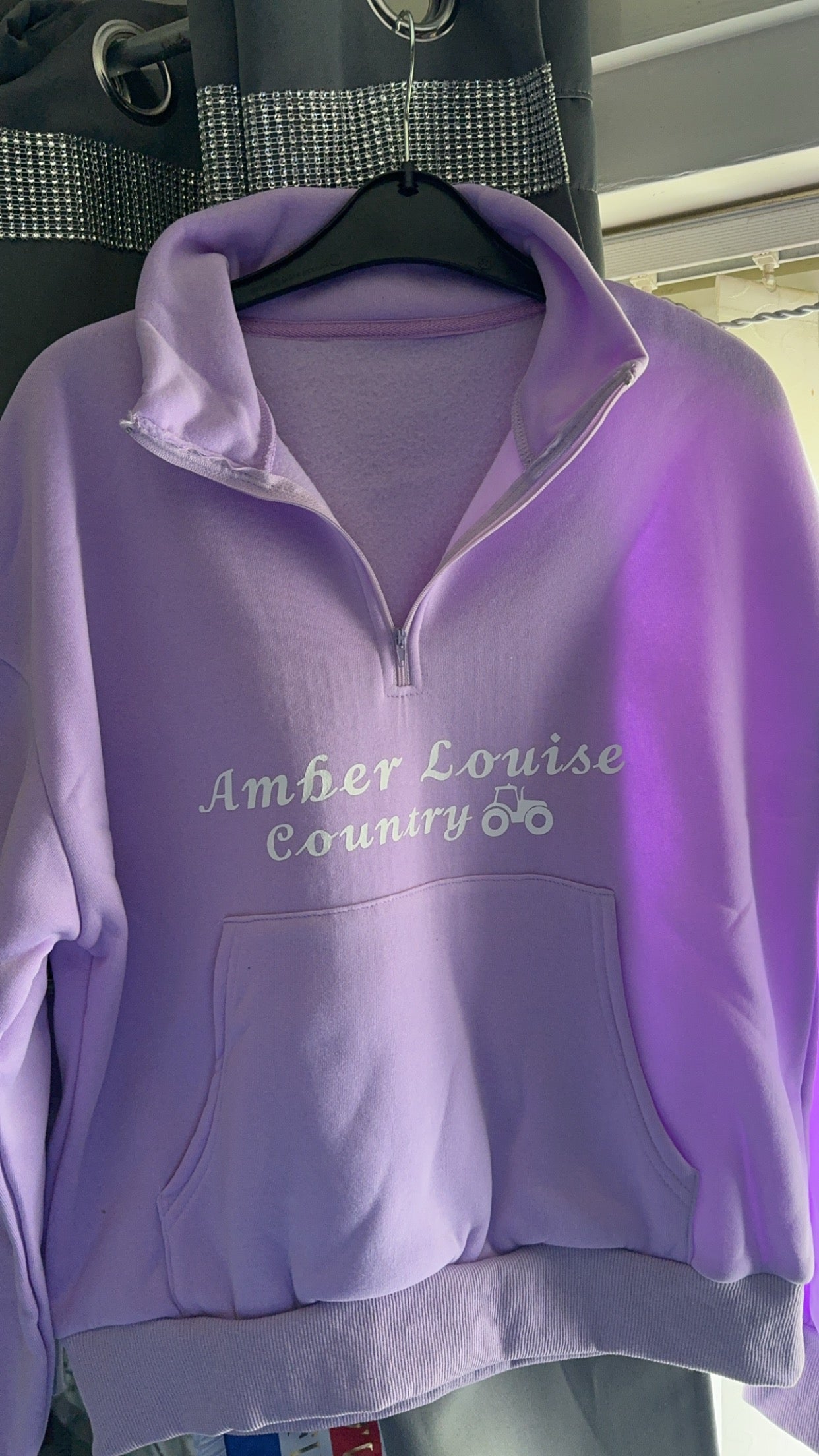 CLEARANCE ~ Lilac 1/4 Zip Sweatshirt With Pocket