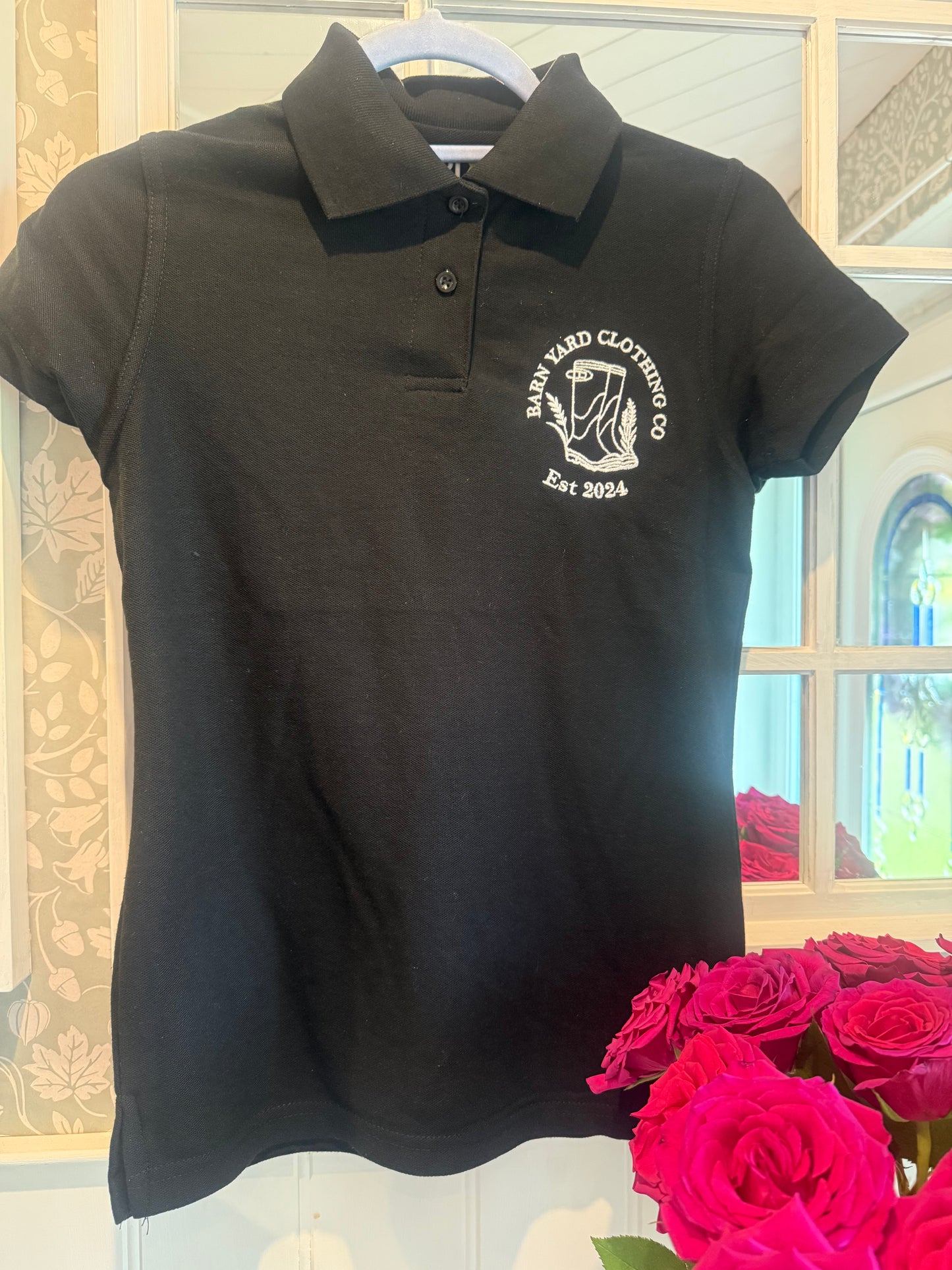 Embroidered Barnyard Polo Top