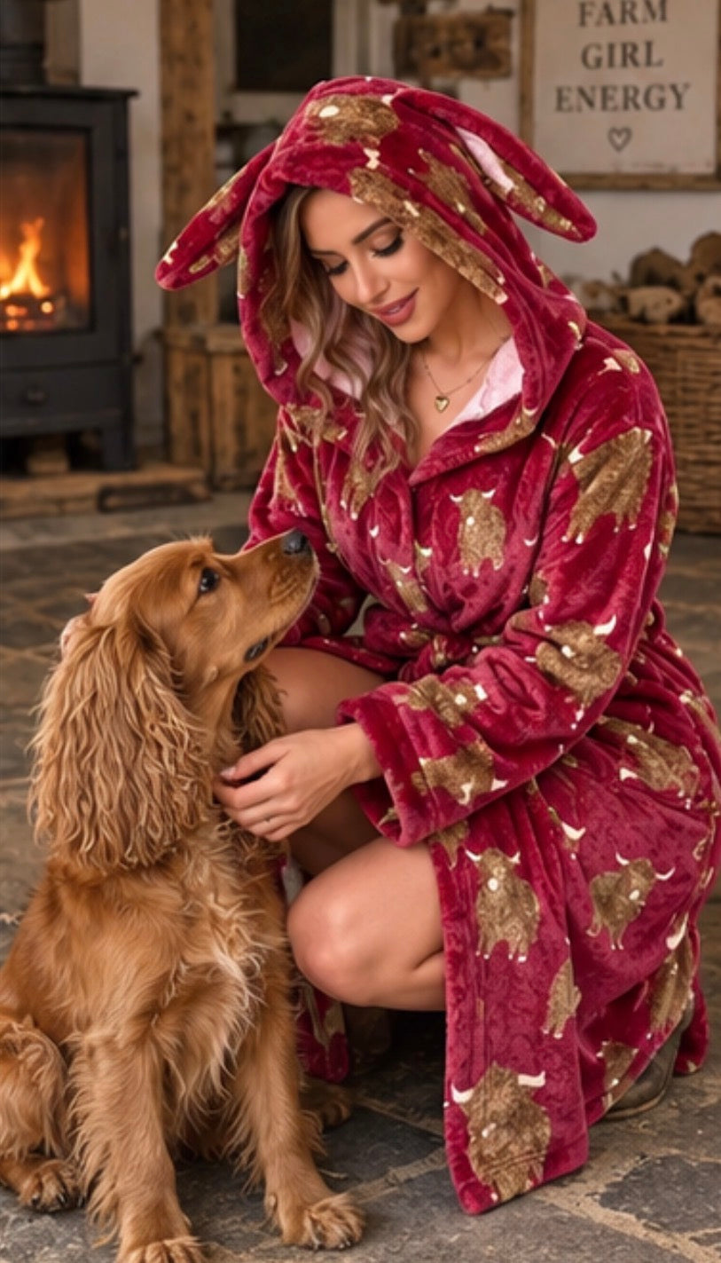 Barnyard Clothing Co - Highland Cow Dressing Gown