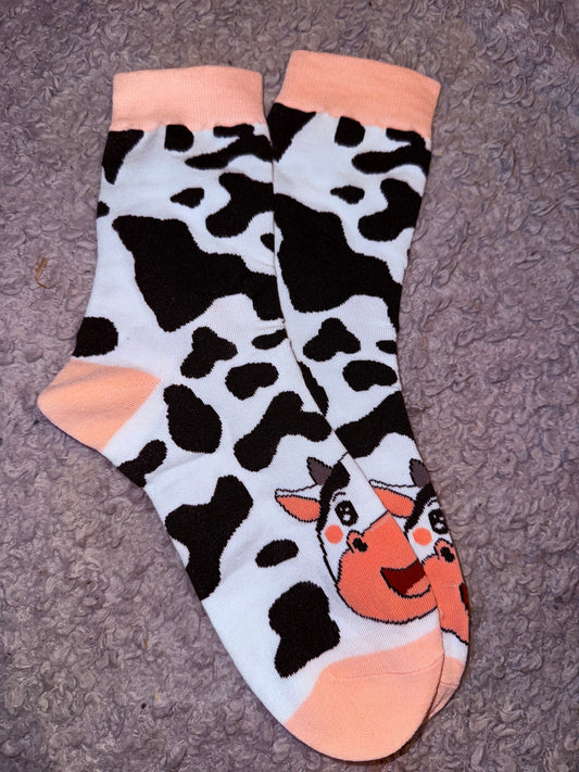 Socks | B&W Cow Face Print Socks