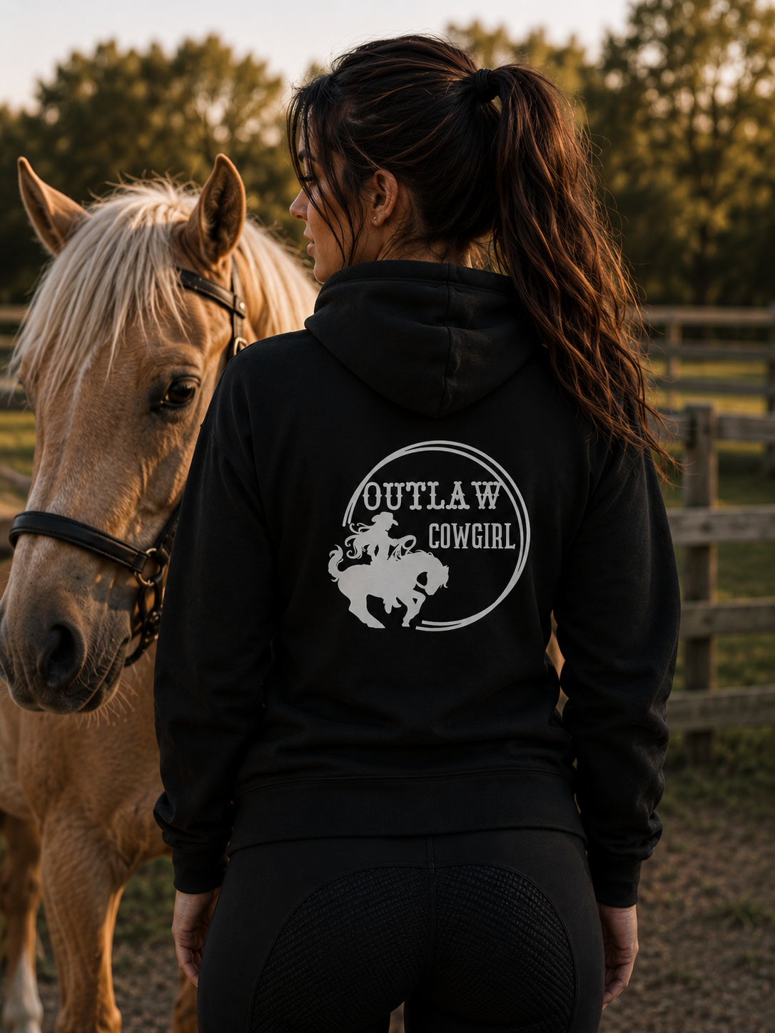 Outlaw Cowgirl ~ Black Rodeo Hoodie