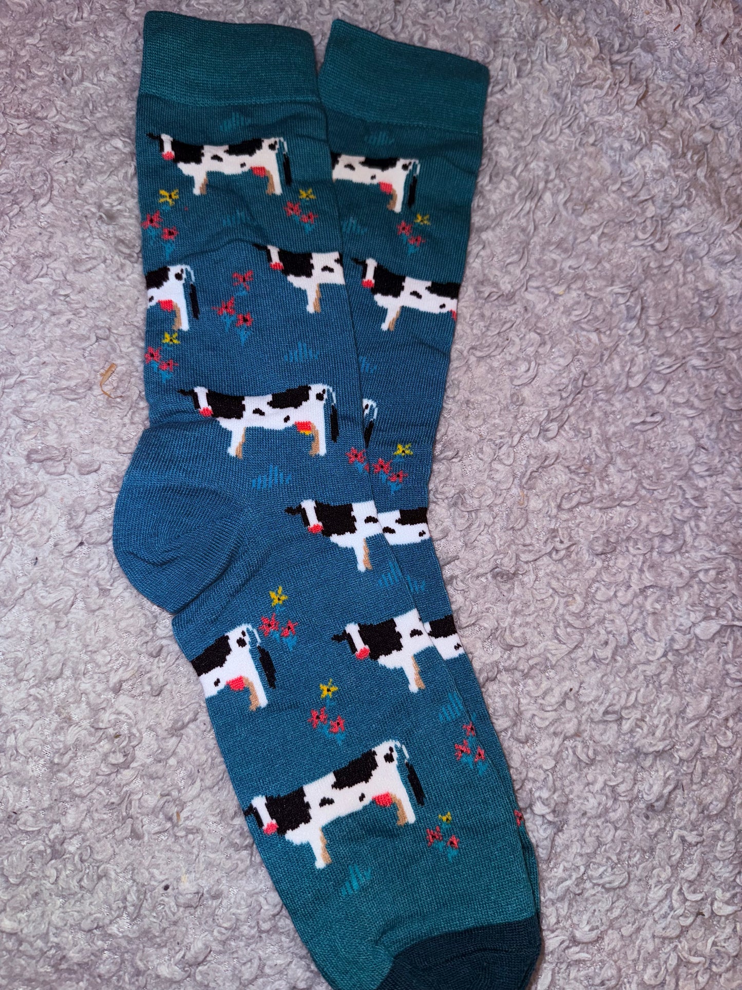 Socks | Teal ‘Moo’ Dairy Cow Socks