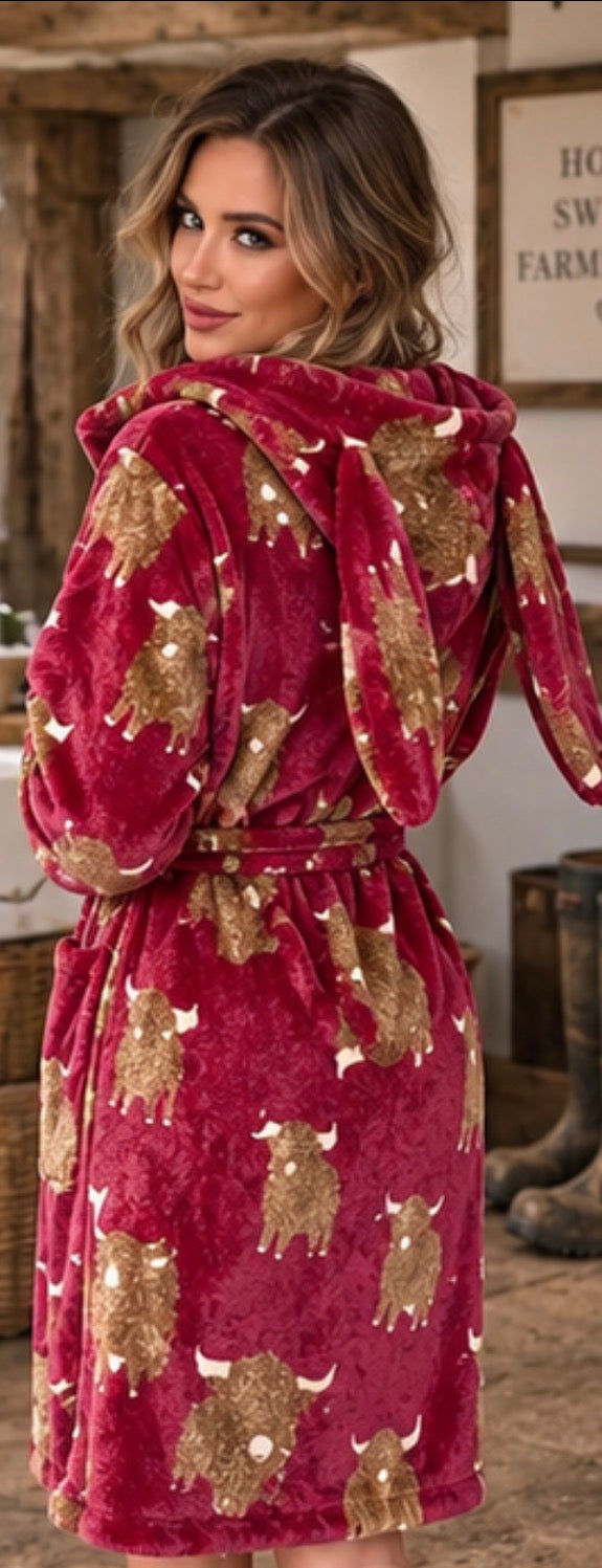 Barnyard Clothing Co - Highland Cow Dressing Gown