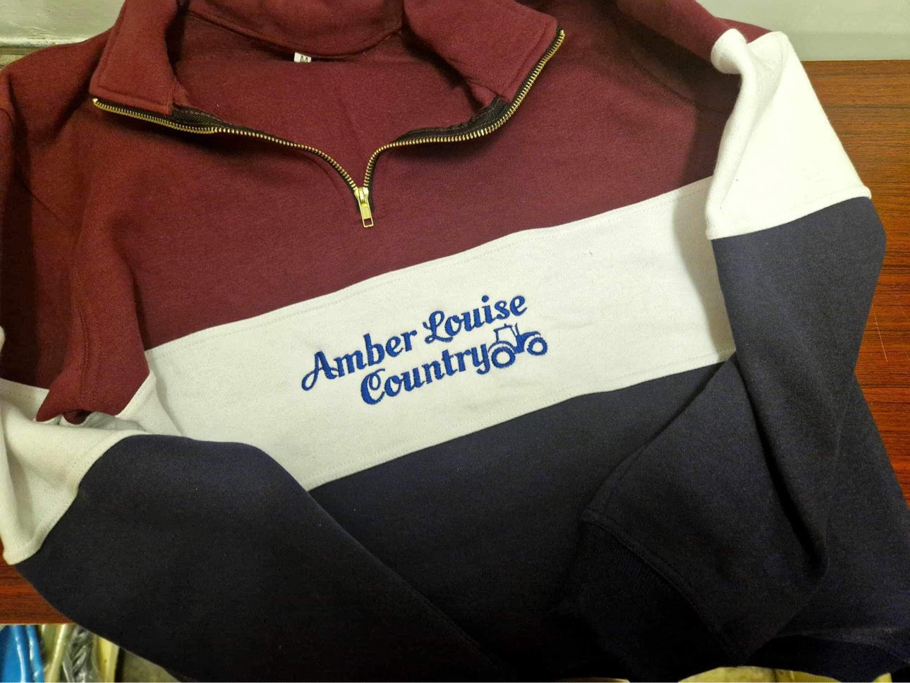 Burgundy/White/Navy 1/4 Zip