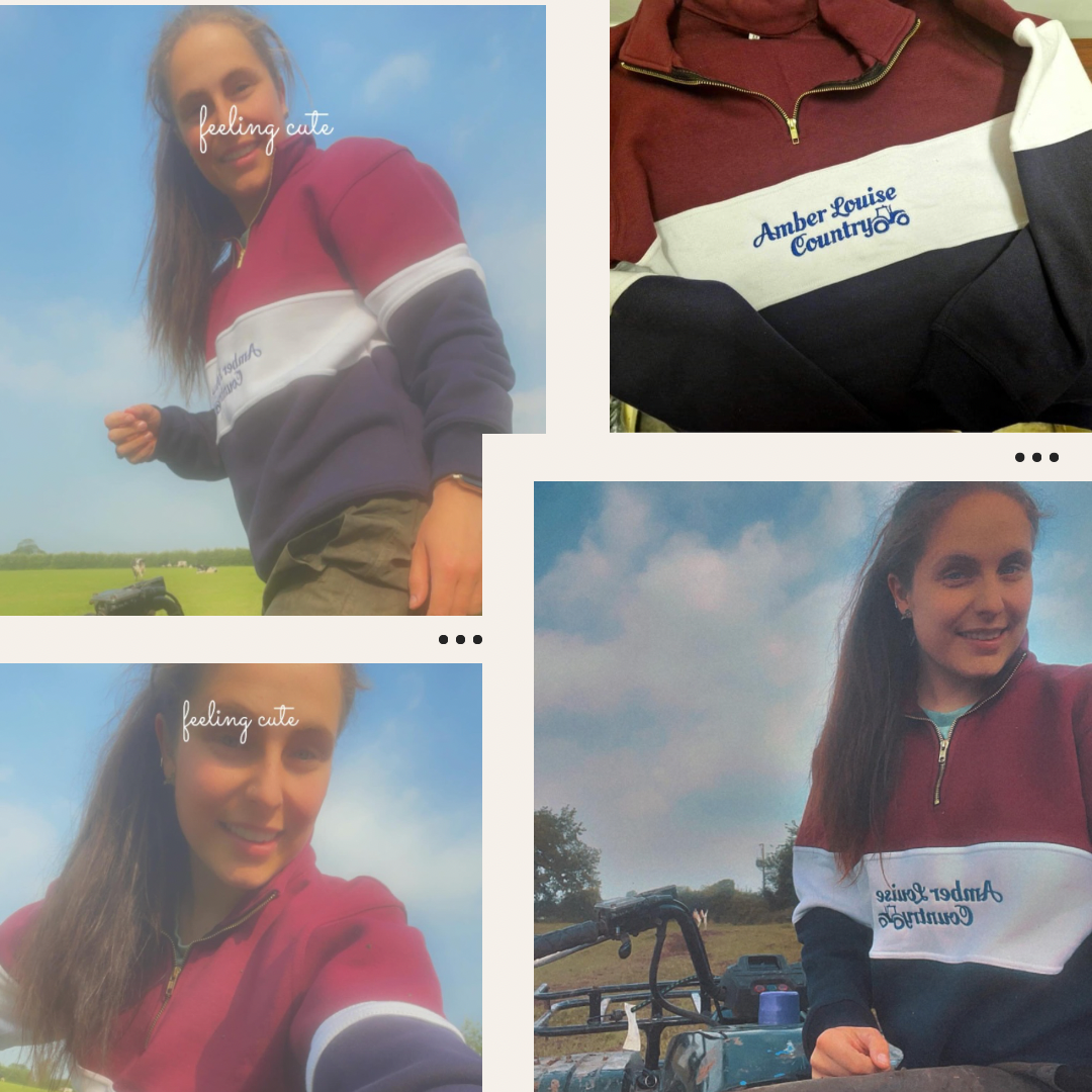 Burgundy/White/Navy 1/4 Zip