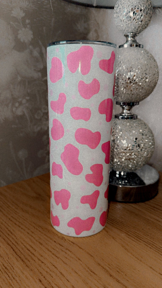 Pink Cow Print Tumbler