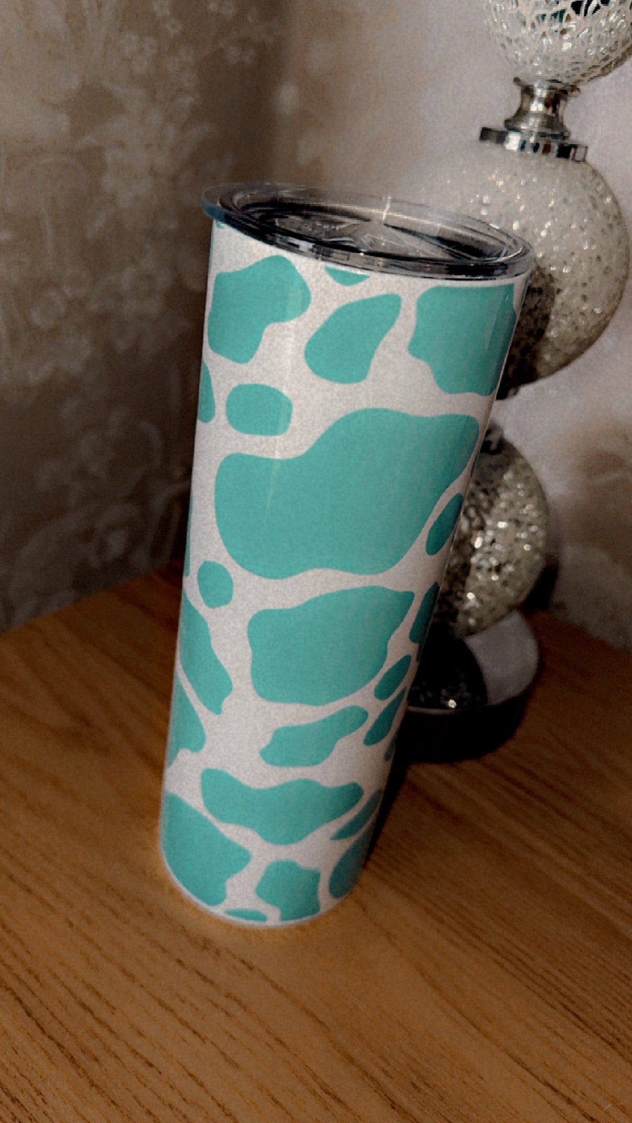 Blue Cow Print Tumbler