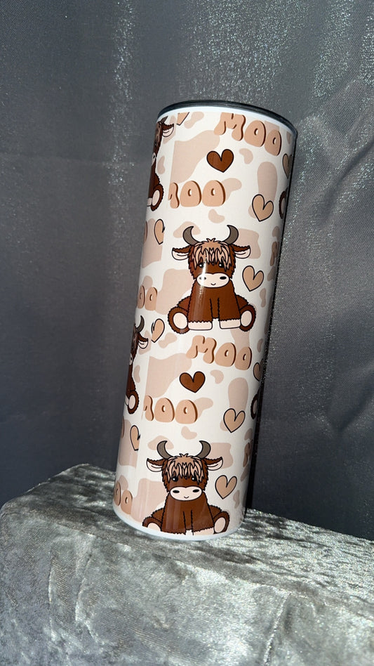 Highland Cow ‘Moo’ Tumbler With Straws