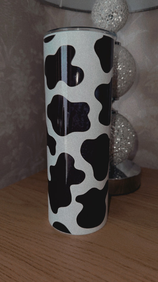 Black Cow Print Tumbler