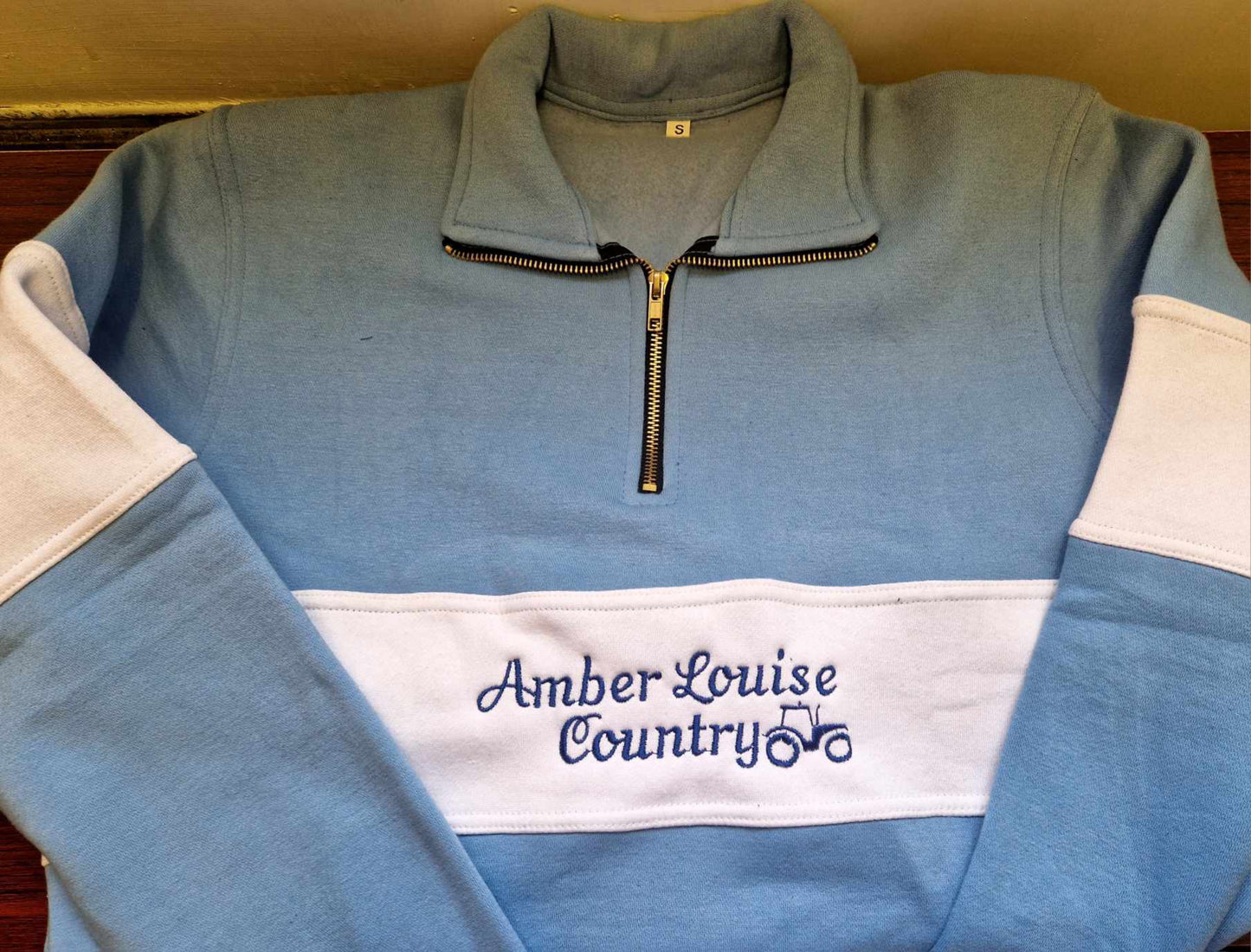 Sky Blue/White 1/4 Zip Sweater