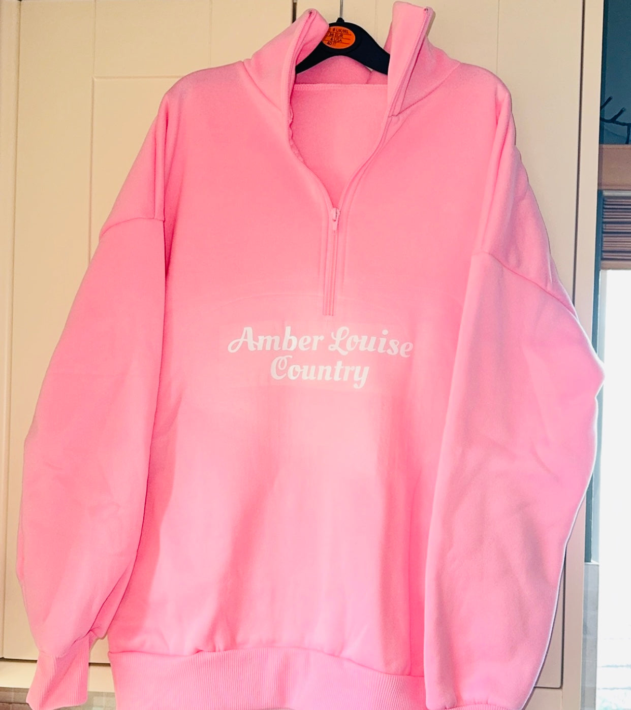 Classic’s Amber Louise Country Bubblegum Pink 1/4 Zip Sweater