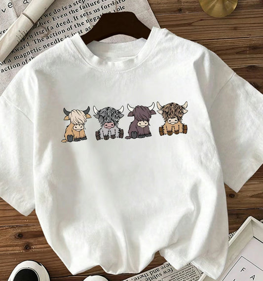 Highland Cow White Tshirt