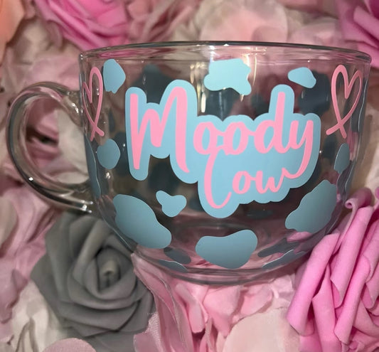 Aqua Bubblegum Moody Cow Mug