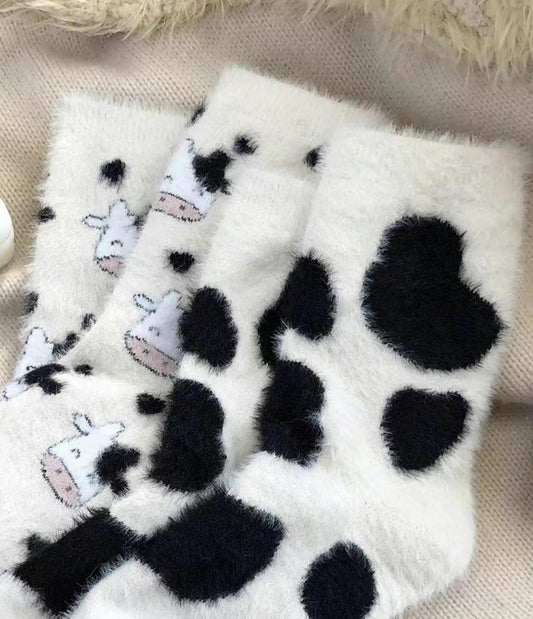 Fluffy Cow Socks