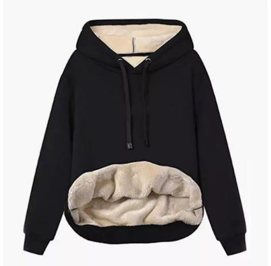 SHEPRA BLACK FLEECE PULLOVER HOODIE