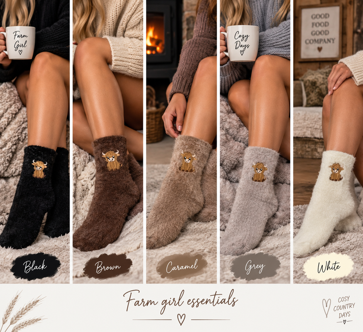 Highland Cow Fluffy Socks - Lucky Dip Colour Pick