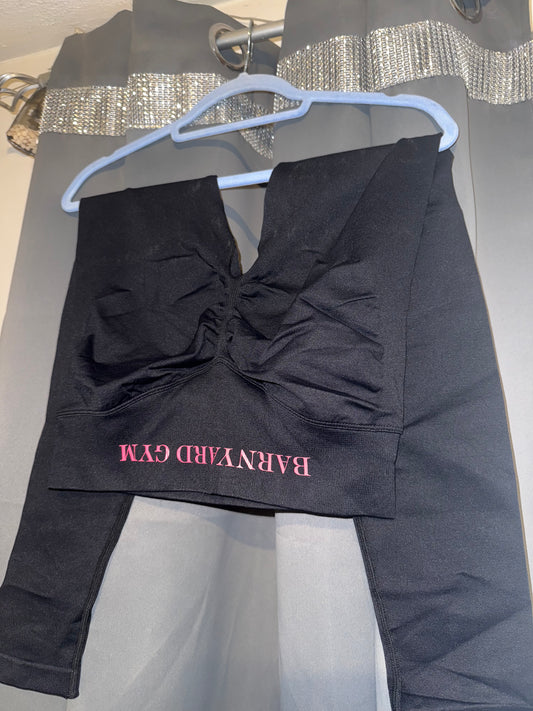 Limited Edition Black Scrunch Leggings With Pink Logo